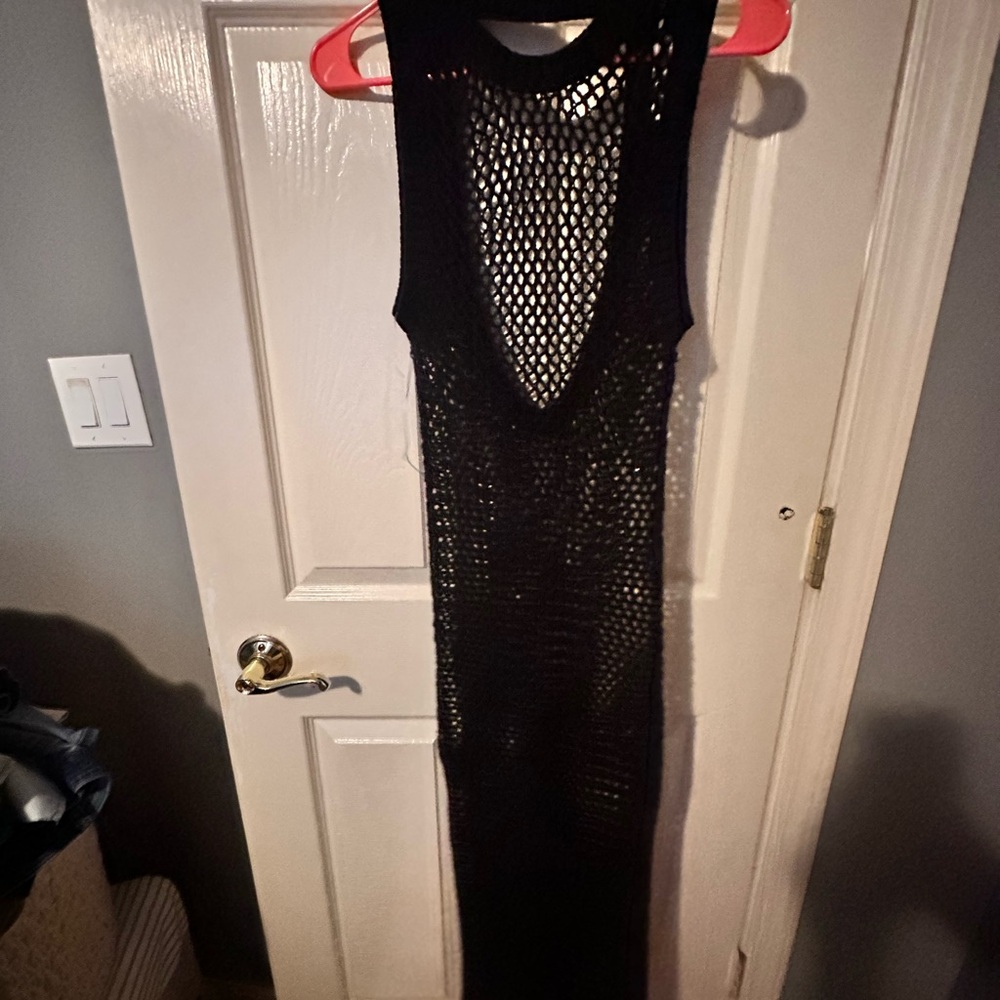 Beach Riot Black Mesh Coverup Dress